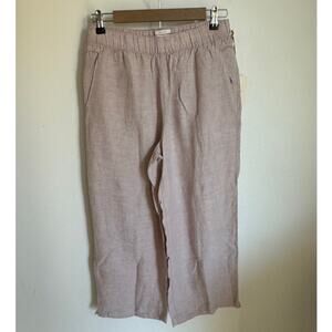 NWT 100% Linen Pants Cynthia Rowley Flowy Beach Comfy Beige Size Medium